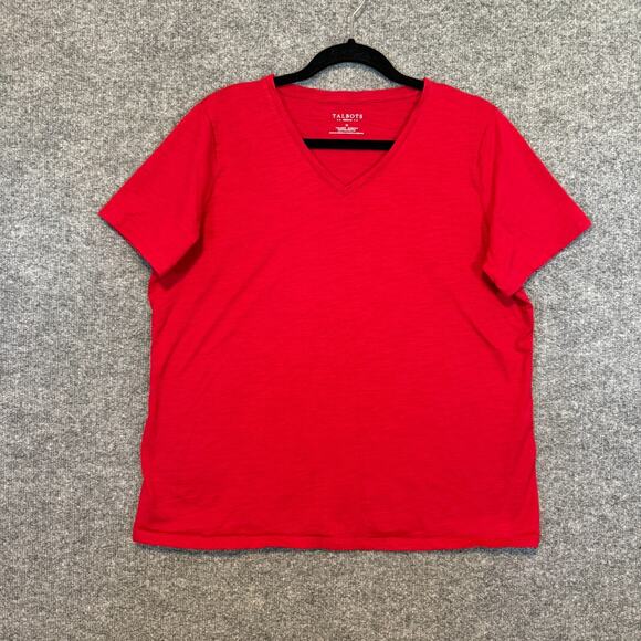 Talbots Shirt‎ Womens 1X Red Vneck Plus Size Tshirt Bohemian Fitted Casual - Picture 2 of 7